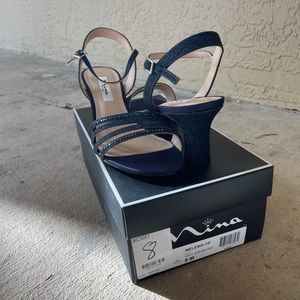 Nina Navy Rhinestone Heels